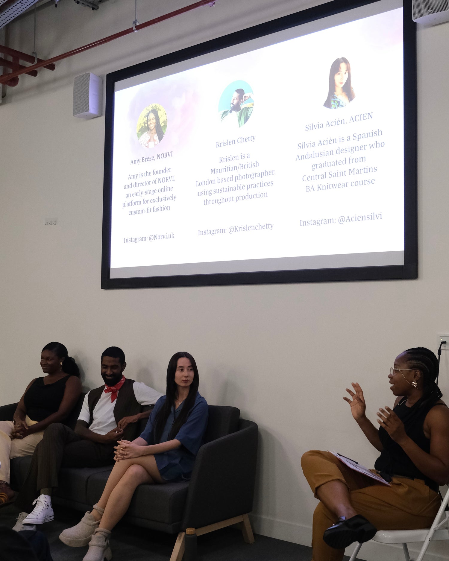 Founder Silvia Acien participating at a panel talk with Creating With Consciousness discussing regenerative fashion.