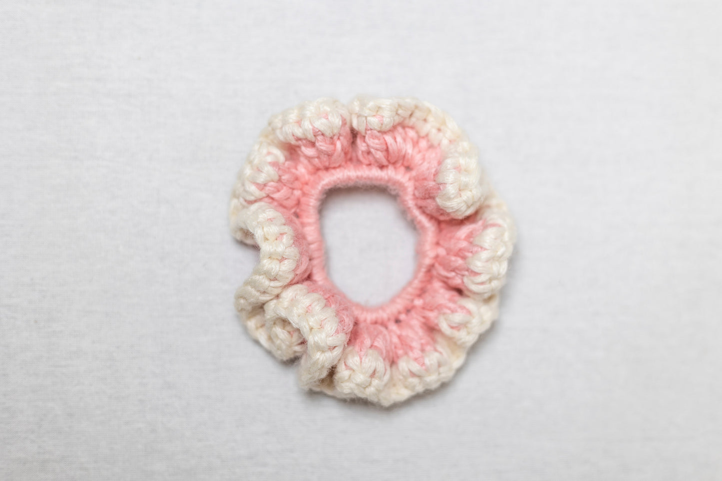 WHIZZY PINK AND WHITE SCRUNCHIE