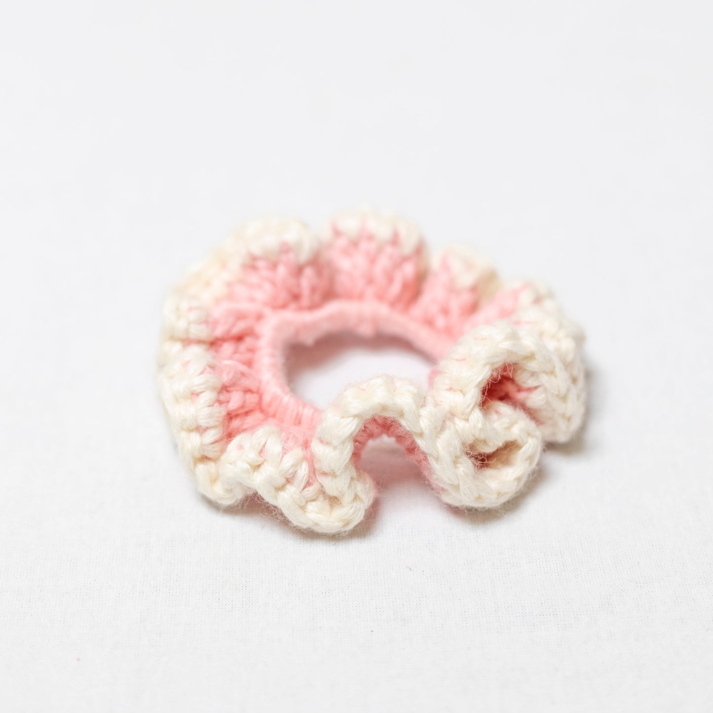 WHIZZY PINK AND WHITE SCRUNCHIE