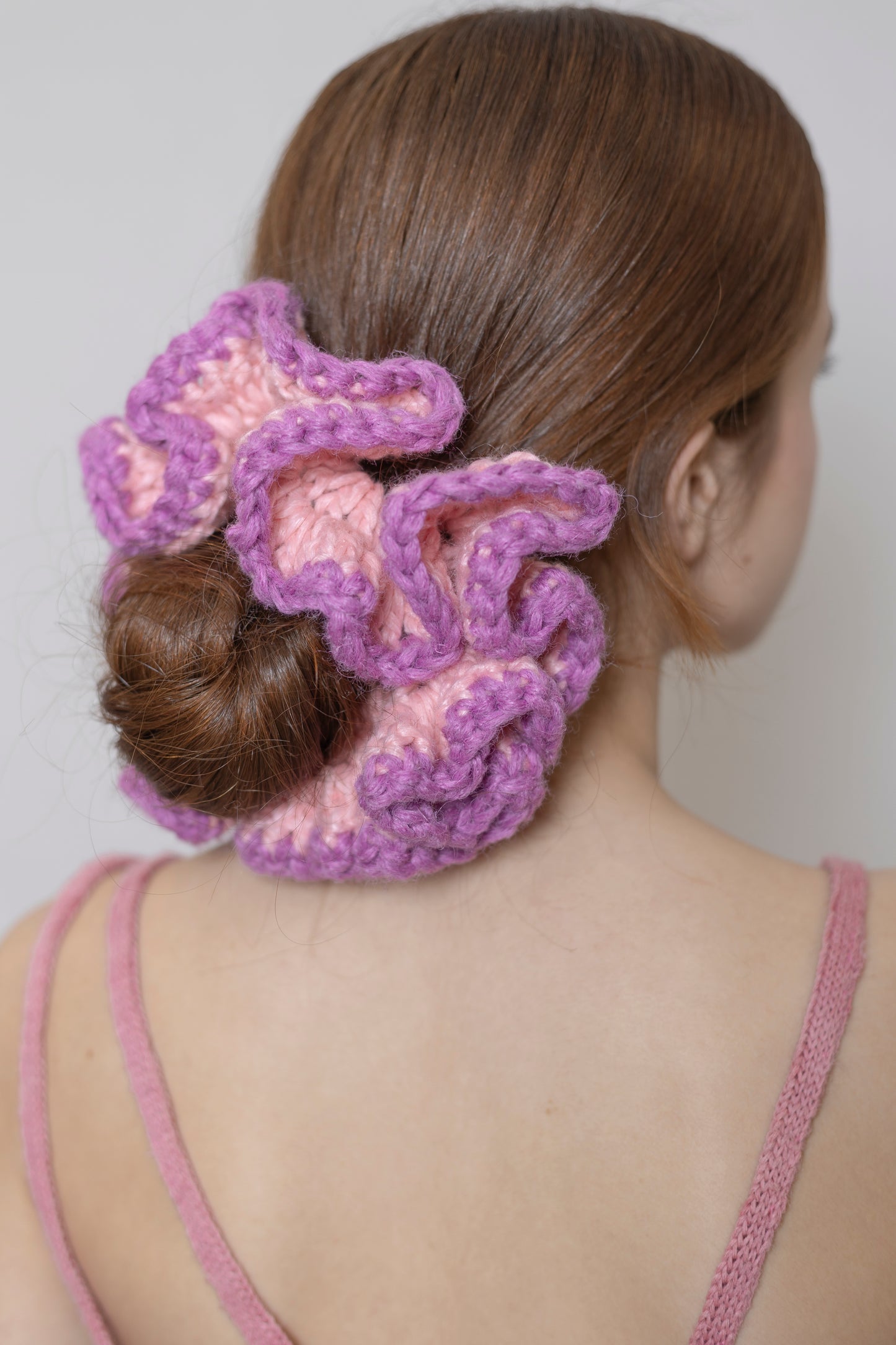 PETAL SPIRAL PINK AND PURPLE SCRUNCHIE